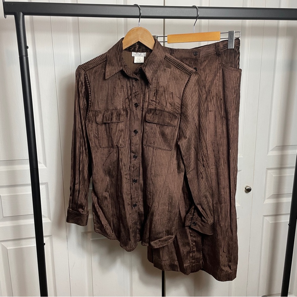 90s Corduroy Co Ord Skirt Set